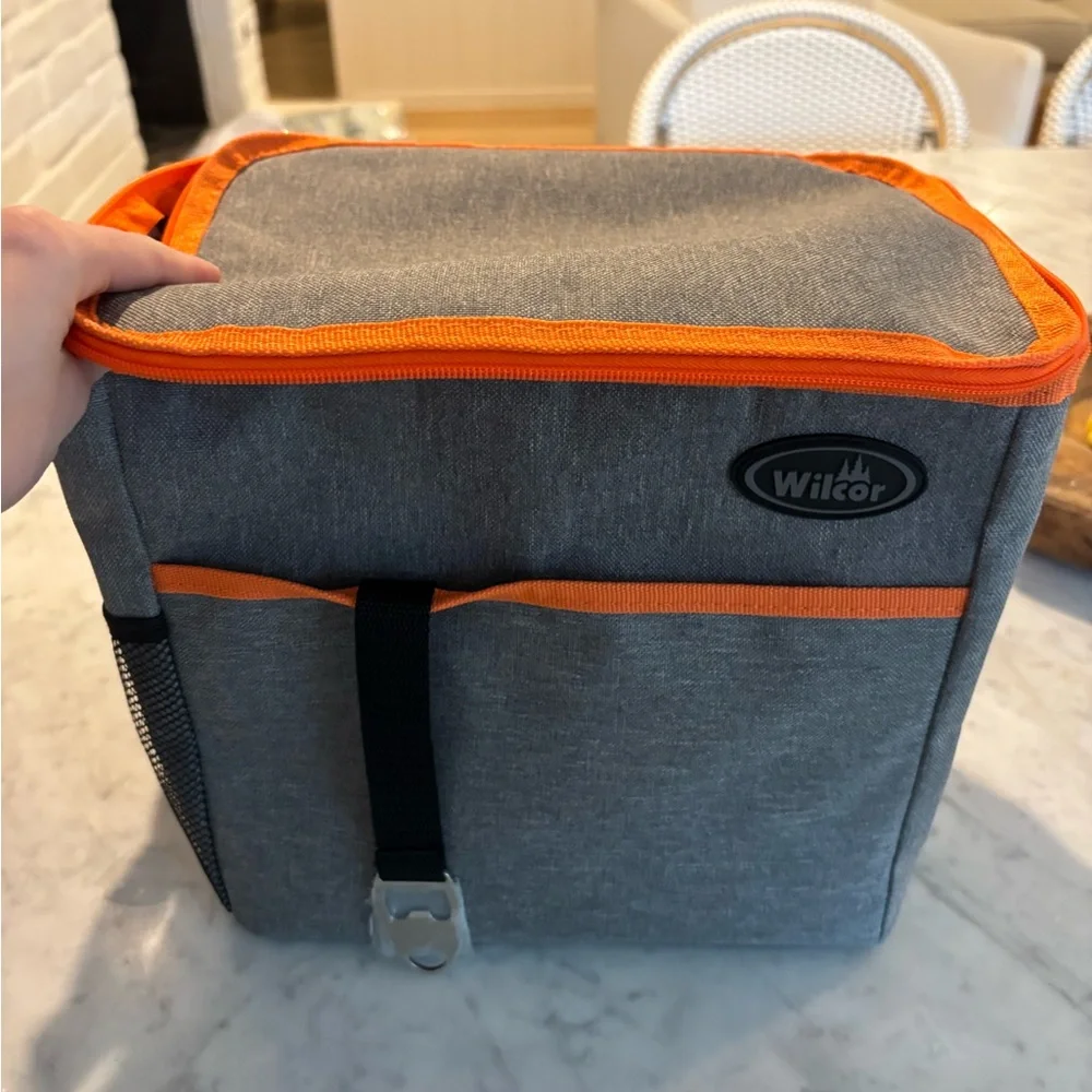 Gray and Orange Duffel Cooler Bag - Picture 2 of 3